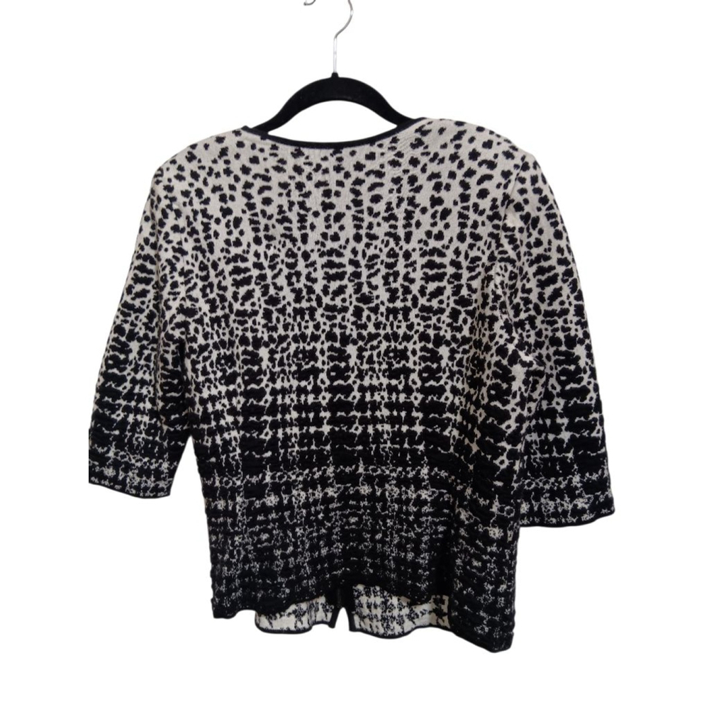 Stizzoli Black & White Leopard Print Knit Zip-Front Cardigan Sweater & Skirt Set - Picture 7 of 14
